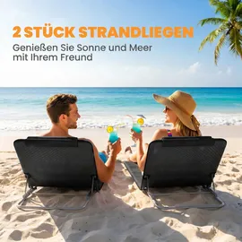 Outsunny Höhenverstellbare Strandliege 134 x 48 x 33-43 cm Schwarz