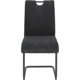 Hela Tische, 2er Set Esszimmerstuhl Merkur, Bezug Breitcord Anthrazit, Komfortsitz Federkorb, XL Sitzbreite, 140kg belastbar, Schwinger Metallgestell