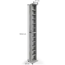Vicco CD-Regal 21 x 20 x 183,6 cm Grau