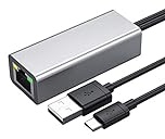Ethernet Adapter für Fire TV Stick Chromecast Ultra/2/1/Audio Google Home Mini Mirco USB A auf RJ45 Ethernet Adapter mit USB A Netzteil Kabel 1,0m (Grau)
