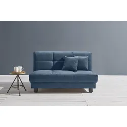 Schlafsofa ELL + ELL "Tilda", blau, B:160cm H:90cm T:100cm, 100% Polyester, Sofas, Breite 160 cm, inkl. 2 Zierkissen