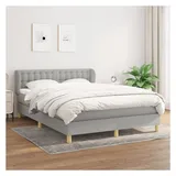 vidaXL Boxspringbett mit Matratze Hellgrau 140x200 cm Stoff