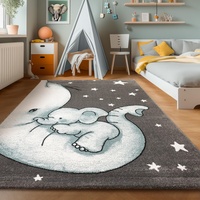 SIMPEX KinderTeppich, Elefant-Design, Teppich Blau, 160 x 230 cm, Teppich für Kinder, Teppich Kinderzimmer