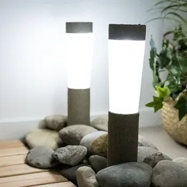 GLOBO 2er Set LED Solarleuchten, Steinoptik, Erdspieß, H 45,6 cm