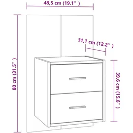 vidaXL Wand-Nachttische 2 Stk. Betongrau