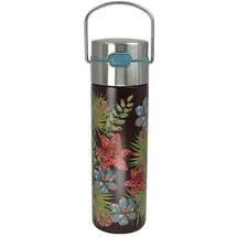 Eigenart Edelstahl-Teeflasche "Leeza - Rustic Flower" in Schwarz - 500 ml