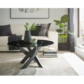 MCA Furniture Couchtisch Ø grau / schwarz matt - Glasplatte, Sofatisch Wohnzimmertisch