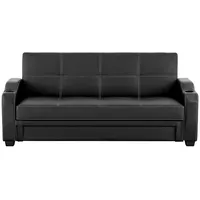 Vente-Unique Schlafsofa, Schwarz, Leder, Uni, 3-Sitzer, 197x83x89 cm, Wohnzimmer, Sofas & Couches, Schlafsofas