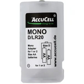 AccuCell Universal Mono D Adapter im 2er Pack für 1 oder 2 Mignon, AA, LR6, FR6 Batterie oder Akku