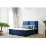 Boxspringbett Schlafzimmerbett CANDELA 160x200cm in Stoff Blau