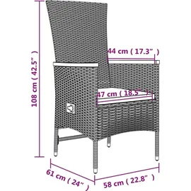 vidaXL Garten-Essgruppe 3-tlg. Grau