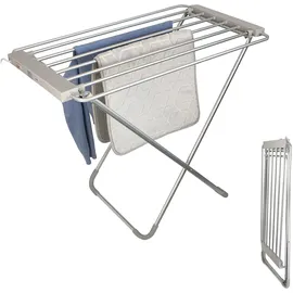Fishtec Elektrischer beheizter Wäschetrockner 8 Stangen - Handtuchtrockner - Handtuchhalter - Praktik - 95 X 63 X 74 cm - Aluminium gebürstet