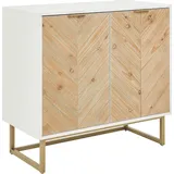 Beliani Skandinavisches Sideboard MDF Holzfurnier 2 Türen mit Regalen Schlafzimmer Aufbewahrungslösung Weiß und helles Holz Alaska