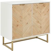Beliani Skandinavisches Sideboard MDF Holzfurnier 2 Türen mit Regalen Schlafzimmer Aufbewahrungslösung Weiß und helles Holz Alaska