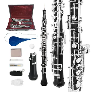 Yinfente Professioneller Oboe-C-Schlüssel links F Resonanz halbautomatisch Ebenholz/Palisander Oboe Koffer + Oboe Teile (Ebonit)