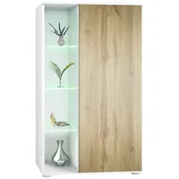 Vladon Vitrine, Eiche Wotan, 71.5x134x35 cm, Wohnzimmer, Wohnwände, Vitrinenschränke