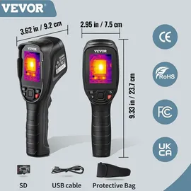 Vevor Handheld Wärmebildkamera 240x180 IR-Auflösung Infrarotkamera Thermometer 40mK Thermografie Kamera -20-550°C Thermokamera Identifizierung von Wilden Tiere Elektrisch Hotspots Fehlenden Isolierung