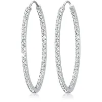 Elli Creolen PREMIUM Weiß 925 Sterling Silber