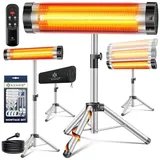 Kesser - Infrarotstrahler Heizstrahler Terrassenstrahler 2500w Mit Fernbedienung Inkl. Schutzhülle Höhenverstellbares Teleskopstativ Wickeltischstrahler 2500w Mit Fernbedienung