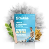 ARTE FIORI EXCLUSIVE PRODUCTS Capillum AMOVE AthleticX Premium Enthaarungscreme Intimbereich - extra sanftes Enthaarungspulver Männer [200g] Schmerzfreie Dusch-Haarentfernungscreme ohne Zusatzstoffe mit neutralem Geruch