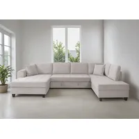 trends by hg Wohnlandschaft TRENDS BY HG "Moritz U-Form, B: 324 cm", b803 zoom 19 dove, B:324cm H:86cm T:178cm, 92% Polyester;8% Nylon, Sofas, Wohnlandschaft, mit Bettfunktion, Bettkasten & Zierkissen
