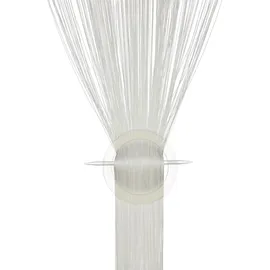 Relaxdays Fadenvorhang 2er Set, kürzbare Fadengardinen mit Stabtunnel, 90 x 245 cm, Türgardine & Raumteiler, weiß