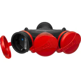 Plastrol Schuko-Steckdose 3-fach Schwarz-Rot