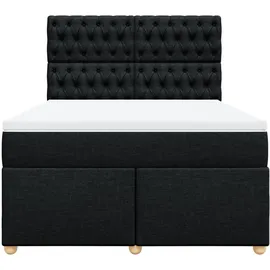 vidaXL Boxspringbett mit Matratze Schwarz 140x200 cm Stoff
