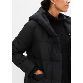 bonprix Oversize Steppmantel, schwarz, Gr.44, Stylischer, dick wattierter oversized Mantel mit Kapuze