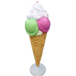 Casa Padrino Luxus Deko Eis im Hörnchen Mehrfarbig H. 220 cm - Großes Deko Eis - Wetterbeständiges XXL Deko Eis - Gastronomie Dekoration - Eisdielen Dekoration - Restaurant Dekoration