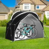 Fahrradzelt, Tragbares Fahrradschuppen, 210D Oxford-Gewebe Wasserdichter, sind Reißfest Fahrradgarage für bis zu 1-2 Fahrräder, Fahrradabdeckung Mit Lüftungsfenster und Taschen