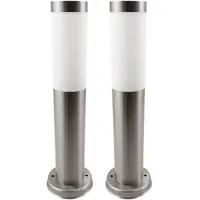 ETC Shop Sockelleuchte Edelstahl 7,6x45 cm 2er Set silber
