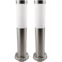 ETC Shop Sockelleuchte Edelstahl 7,6x45 cm 2er Set silber
