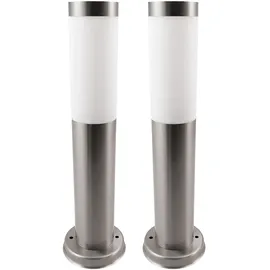 ETC Shop Sockelleuchte Edelstahl 7,6x45 cm 2er Set silber