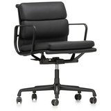 Vitra Bürodrehsessel Soft-Pad Leder Premium F schwarz, Designer Charles & Ray Eames, 81.5-92.5x58x57-65 cm