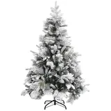 vidaXL Weihnachtsbaum mit Zapfen Beschneit 150 cm PVC & PE