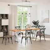 vidaXL Esstisch mit Baumkanten Hellbraun 240x80x74 cm Massivholz Eiche - Braun