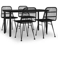 vidaXL 5-tlg. Garten-Essgruppe Schwarz Poly Rattan