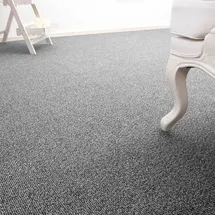 Andiamo Teppichboden ANDIAMO "Carlos, Feinschlinge, Gesamthöhe 6,5 mm, Made in Netherlands", grau, B:400cm L:250cm, Polypropylen, Teppiche, melierte Optik, Breite 200, 400 cm oder 500 cm, strapazierfähig