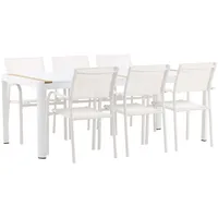 VCM ebuy24 Togo Gartenset Tisch 100x200cm Weiß 6 Stühle