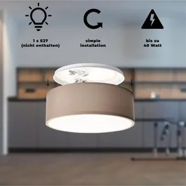 einlicht Deckenleuchte 1 E27 Fabric rund braun