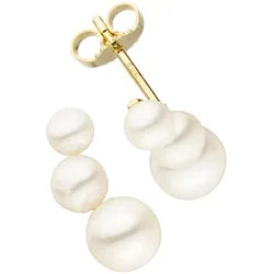 Perlenohrringe JOBO "Ohrringe mit 6 Perlen" Ohrringe Gr. Gelbgold 585-Perlen, gelb (gelbgold 585) Damen Perlenohrringe