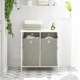 SoBuy Wäscheschrank mit 2 faltbaren Wäschekörben Weiß