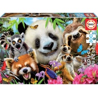 Educa - Puzzle 300 Teile | Tierfreunde Selfie, 300 Teile Puzzle für Kinder ab 6 Jahren, Panda, Erdmännchen, Fuchs, Faultier (18610)
