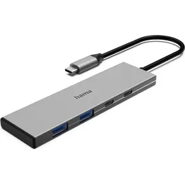 Hama USB-C-Hub, 4 Ports, Grau