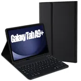 Jeloyutek für Samsung Galaxy Tab A9+/A9 Plus 11" 2023 Tastatur Hülle, QWERTZ Layout Magnetisch Abnehmbarer Tastatur mit Hülle für Galaxy Tab A9 Plus/A9+ 11" 2023(SM-X210/X215/X216), Schwarz