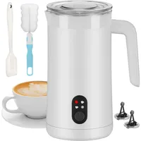 Ovetedot Milchaufschäumer, 400 ml Milchaufschäumer Elektrischer 4-in-1 für Heißen und Kalten Milchschaum, Automatische Abschaltung Kaffee Aufschäumer für Latte, Macchiato, Cappuccino(Weiß)