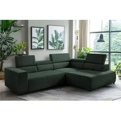 Ecksofa EXXPO - SOFA FASHION "VITTORIO", grün, B:308cm H:73cm T:203cm, Sofas, inkl. Kopfteil- und Sitztiefenverstellung, wahlweise mit Bettfunktion