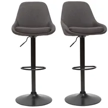miliboo Höhenverstellbare Barhocker dunkelgrau (2er-Set) HOLO