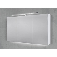Spiegelschrank 130 cm mit LED Chrom Beleuchtung Doppelspiegeltüren Beton Anthrazit